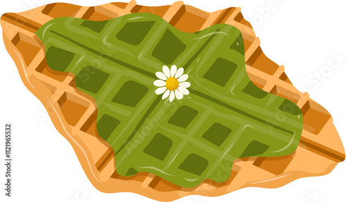 Croffle illustration. Waffle illustration. Croissant illustration.