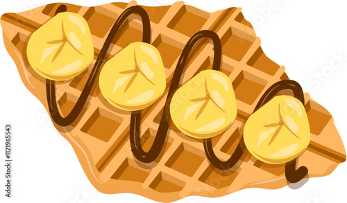 Croffle illustration. Waffle illustration. Croissant illustration.