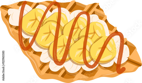 Croffle illustration. Waffle illustration. Croissant illustration.