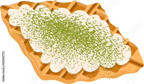Croffle illustration. Waffle illustration. Croissant illustration.
