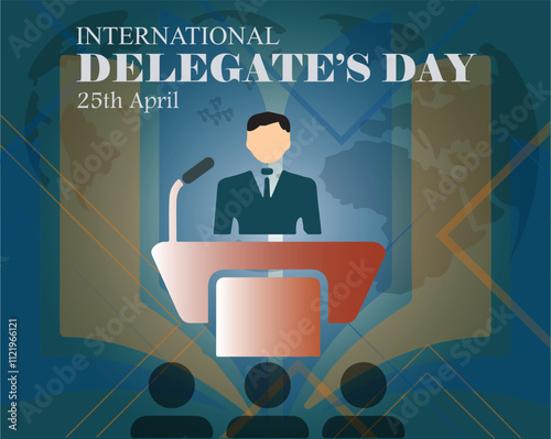 Banner design with a beautiful art and illustration about	International Delegate's Day.