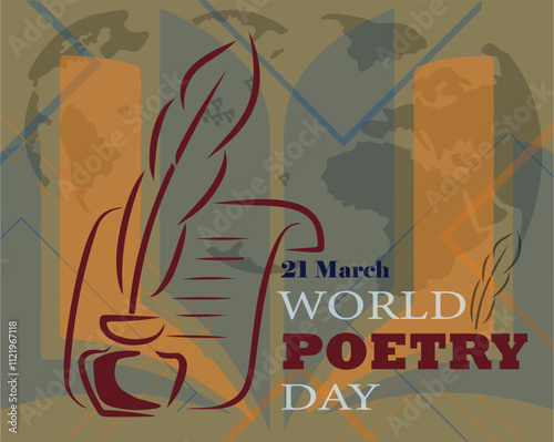 Banner design with a beautiful art and illustration about world poetry day.