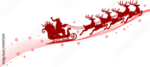 santa sleight on christmas night silhouette