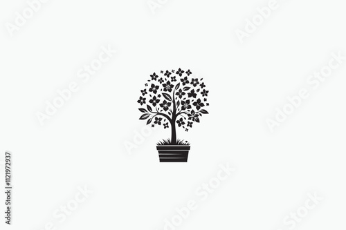 A Dogwood tree vector silhouette image adobe illustrator..eps
