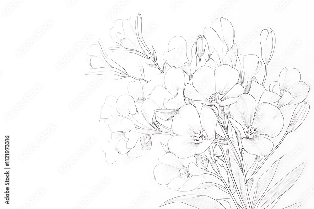 Fototapeta premium Delicate Floral Line Art Illustration