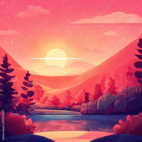 landscape with trees illustration
