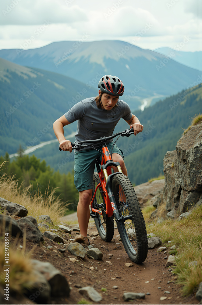 Fototapeta premium Mountain biking