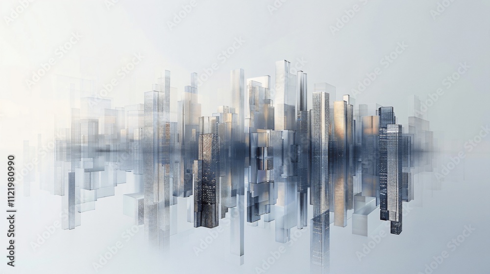 Naklejka premium Futuristic Cityscape Reflection in Minimalist Style