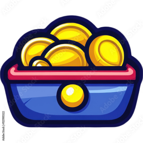 Stylized Treasure Chest Illustration with Gold Coins in Underground Setting