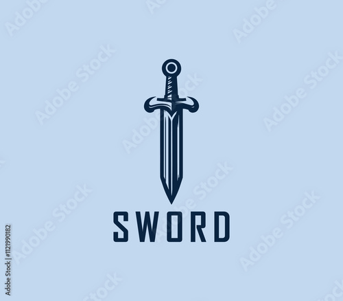Sword logo design. Silhouettes of medieval knight sword. Morden sword logo template vector
