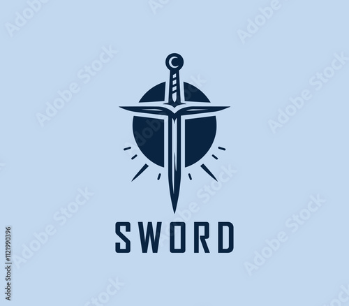 Sword logo design. Silhouettes of medieval knight sword. Morden sword logo template vector