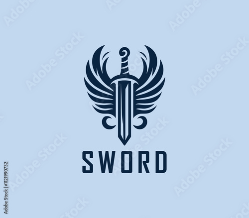 Sword logo design. Silhouettes of medieval knight sword. Morden sword logo template vector