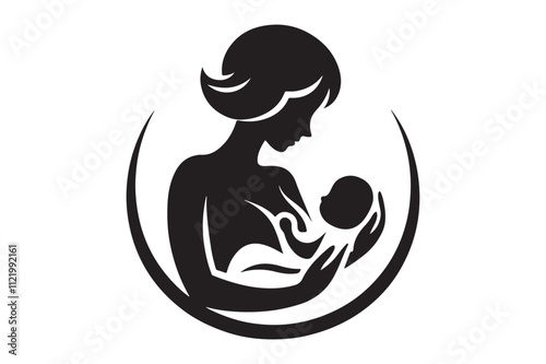 Silhouette of Maternal Love Mother and Baby in Vector Design