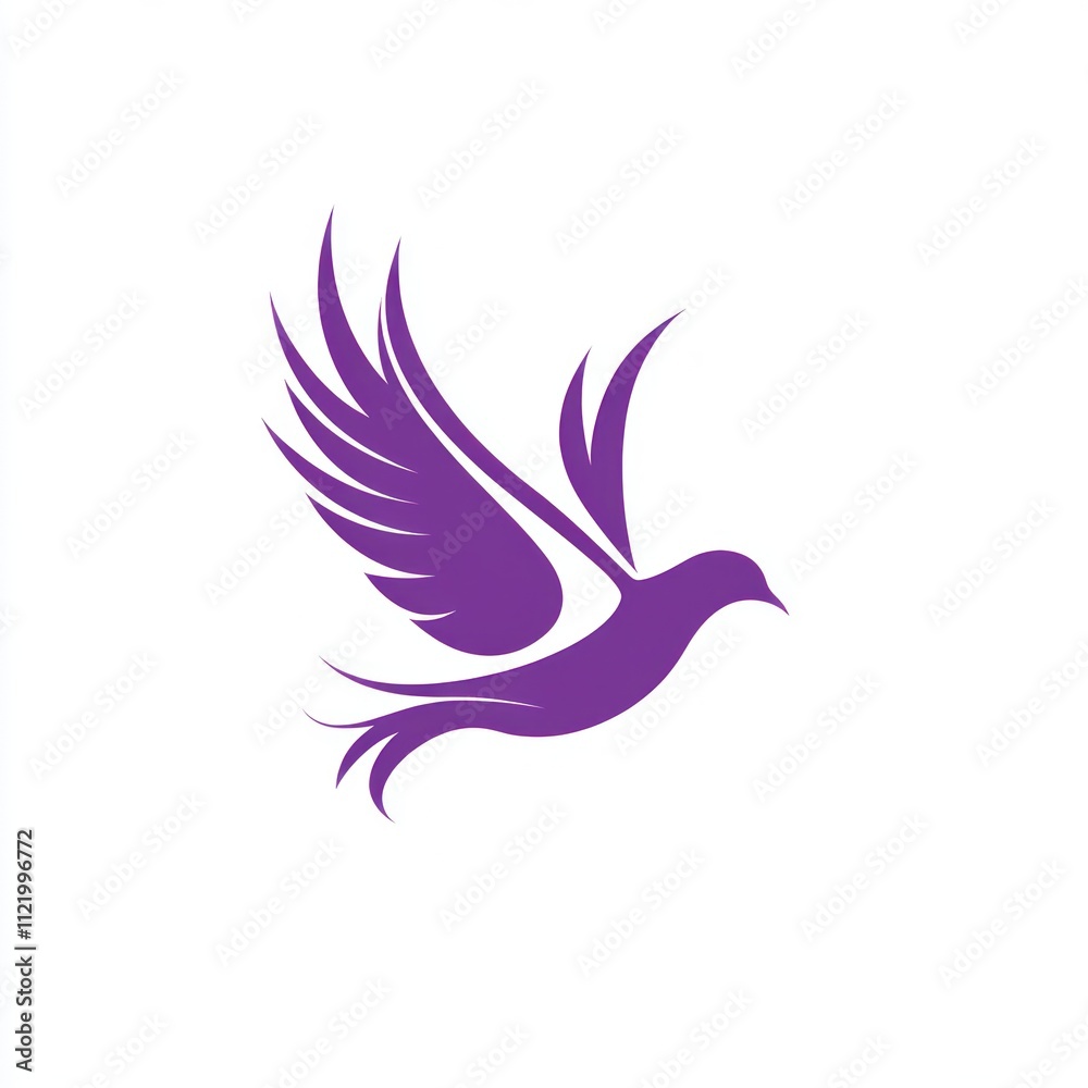 Fototapeta premium Purple stylized bird in flight, minimalist design.