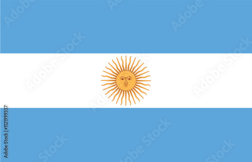 Vector illustration of the Argentina flag in its original 9:14 aspect ratio, featuring light blue and white horizontal stripes with the Sun of May at the center.