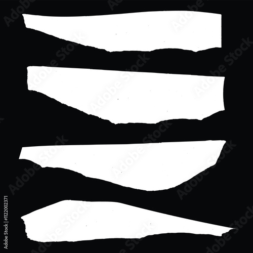 Paper with space for text. Torn white paper texture or paper background for design with copy space, background for text. Paper scraps ripped page piece. Torn note paper page.