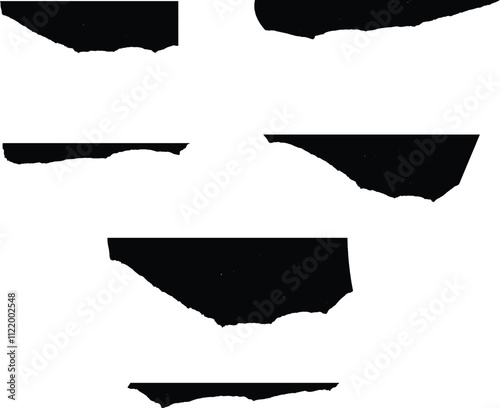 Set of torn paper. Paper with space for text. Torn white paper texture or paper background for design with copy space, background for text. Paper scraps ripped page piece. Torn note paper page.