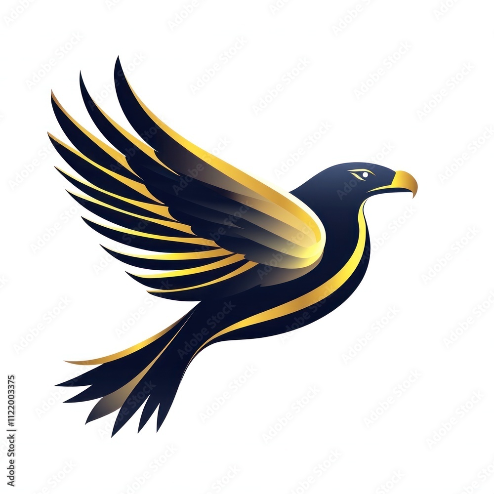 Obraz premium Abstract stylized black and gold eagle in flight.