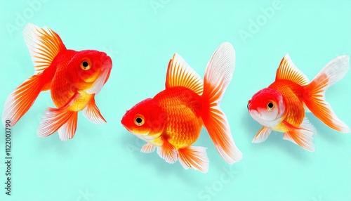 Colorful goldfish swimming in a vibrant setting. photo