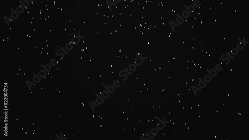 Falling raindrops, black blank background - 3D Render