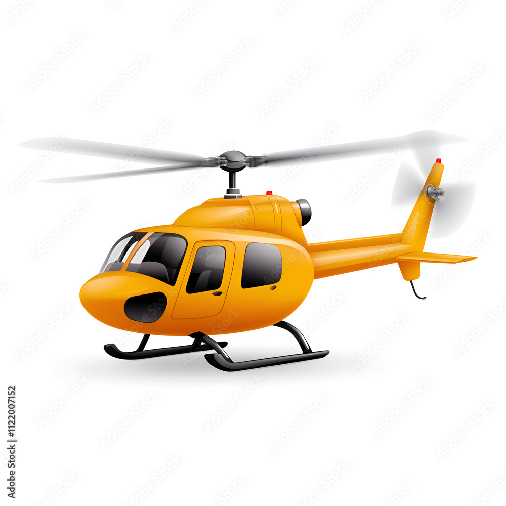 Fototapeta premium Helicopter flying over an open landscape during daylight with a clear blue sky above