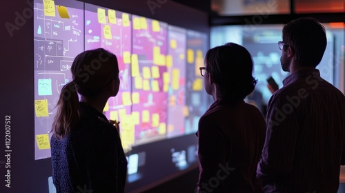 Team Brainstorming with Sticky Notes in Creative Space