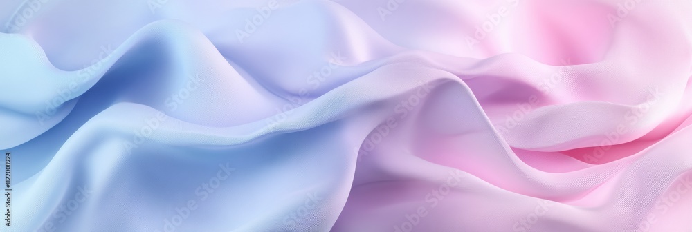 Obraz premium Soft pastel colors blend in a flowing fabric, creating a smooth and calming abstract design ideal for creative mockups and visual presentations. Generative AI