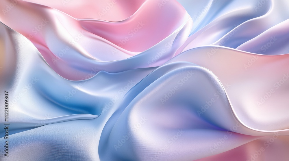 Obraz premium Pastel fabric layers gracefully undulate, forming an elegant abstract design with soft curves and gentle hues, perfect for creative projects. Generative AI