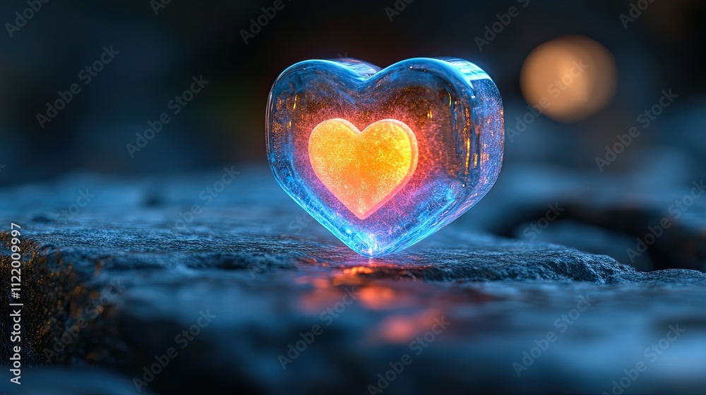 Fototapeta premium A 3D rendering of a social media notification icon features a heart symbol, representing online success