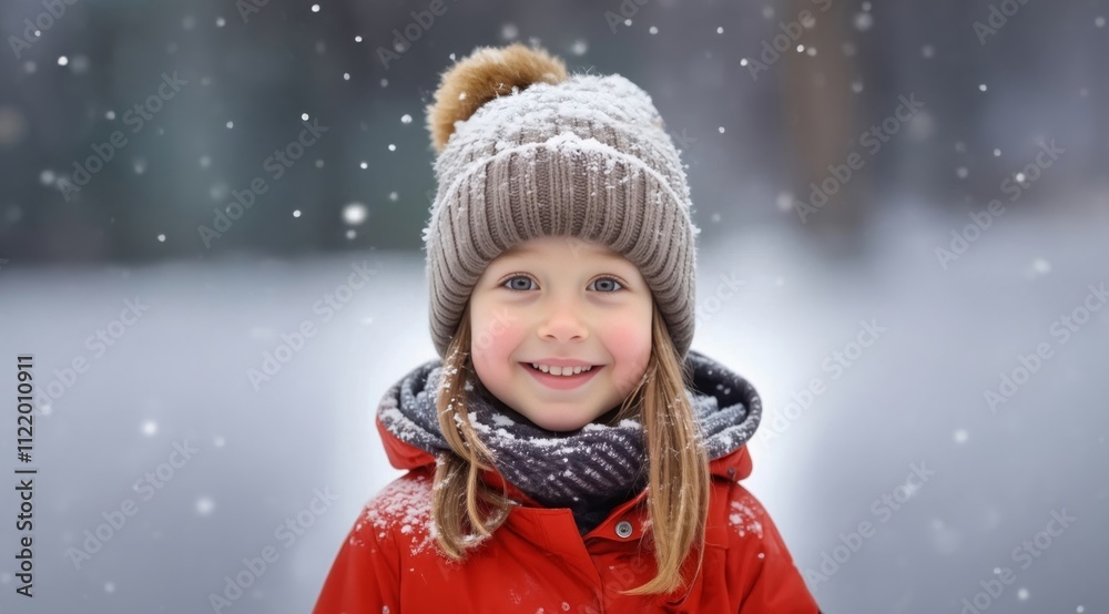 Adorable little girl having fun in beautiful winter park during snowfall. Cute child playing in a snow. Winter activities for kids. Adorable little girl having fun in beautiful winter park during snowfall. Cute child playing in a snow. Winter activities for kids.