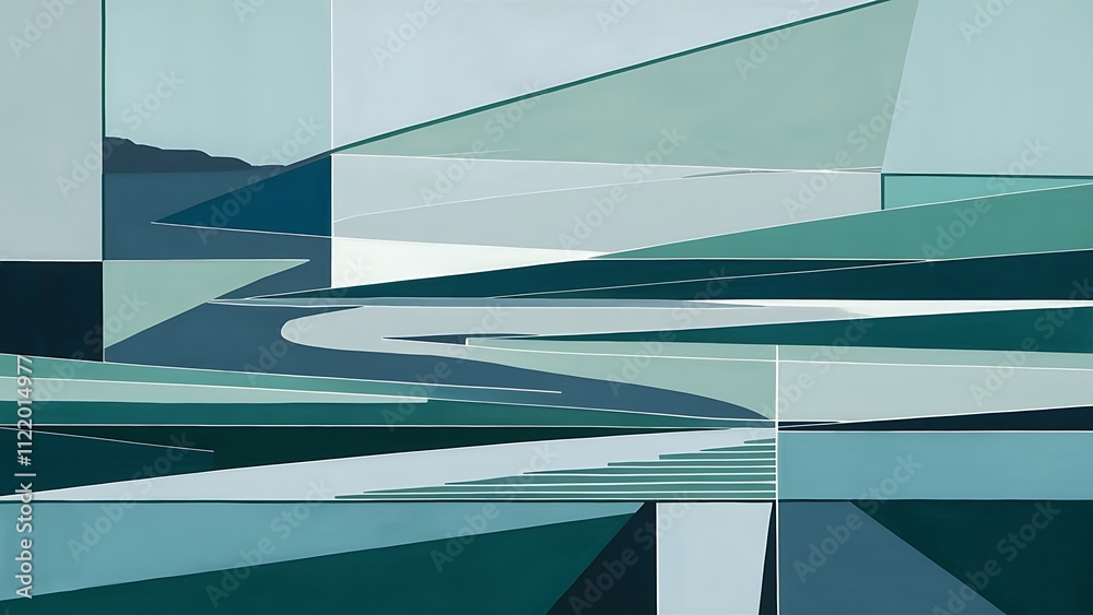 Obraz premium Abstract minimalist contemporary landscape wall decoration.