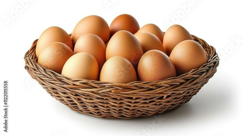 Wallpaper Mural Brown eggs in a wicker basket on white background. (2) Torontodigital.ca