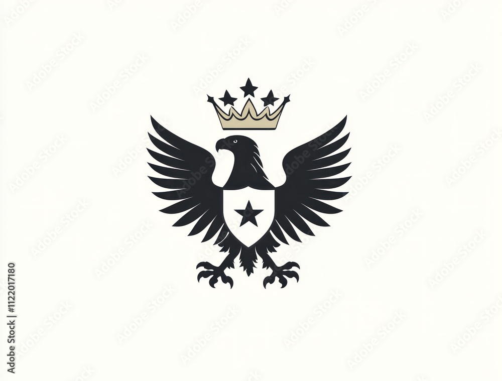Obraz premium Majestic eagle emblem with crown and shield.
