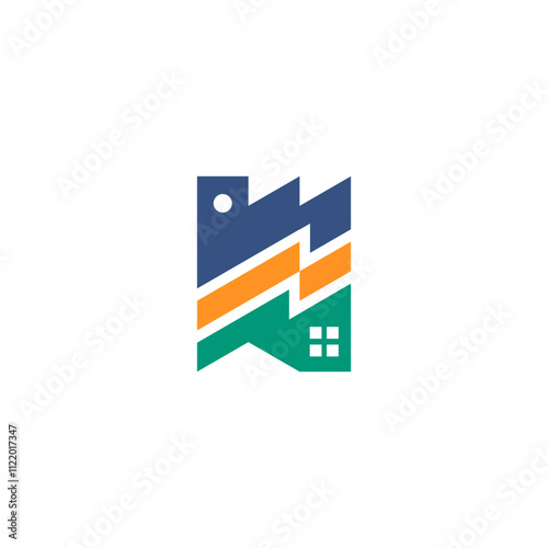 Free Download Stacked Factory Industrial, Energy Electric, and Public Home Housing Logo Design Vector - GFXLoad