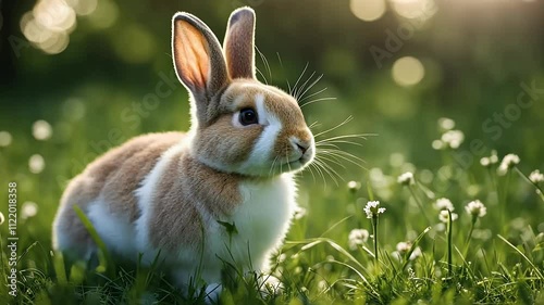 cute little rabbit bunny green grass meadow hare mammal animal pet small newborn baby nature furry fluffy ng summer easter rodent full frame horizontal photo