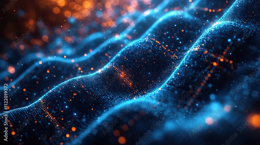 Fototapeta premium A blue digital data technology banner concept features a captivating light effect, emphasizing the importance of modern technological advancements