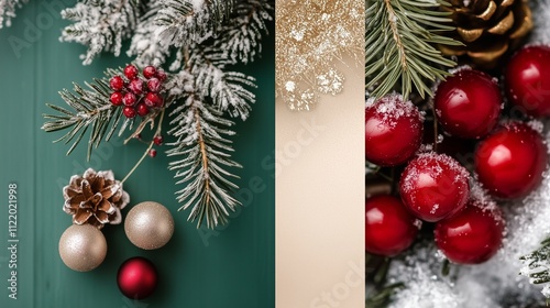 christmas wreath on wooden background