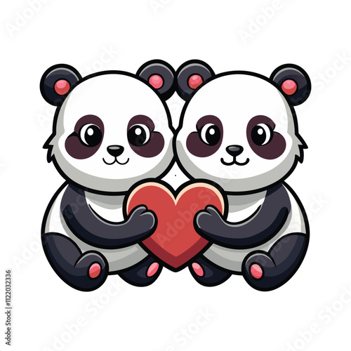 Panda With Love Isolated Vector Illustration