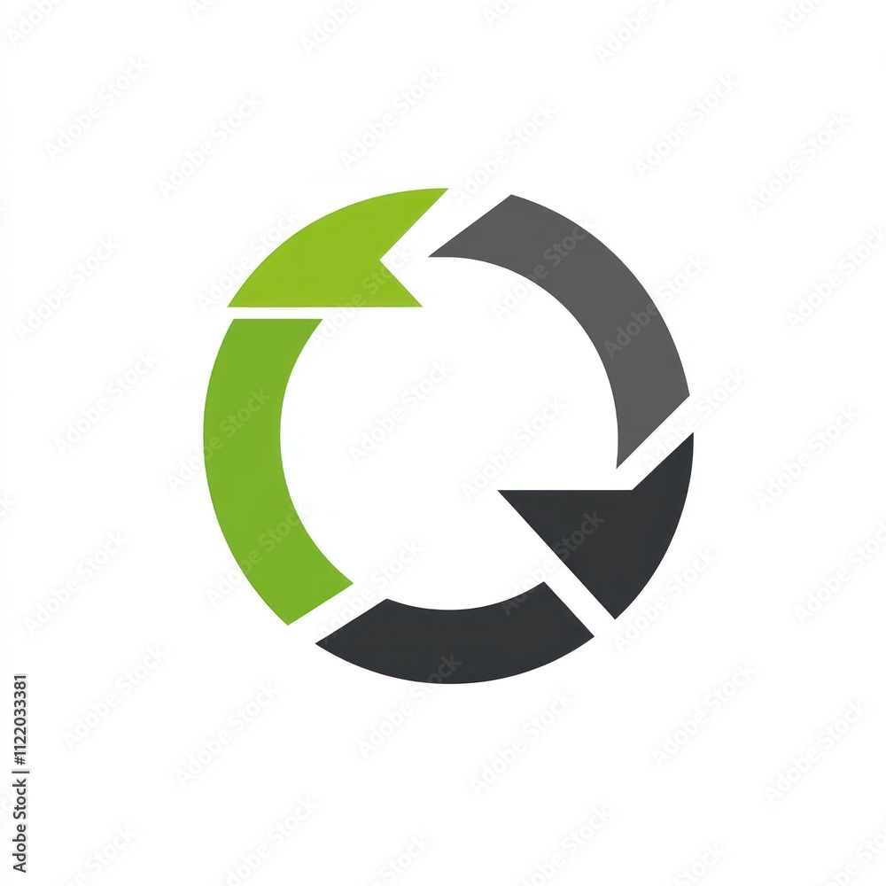 Obraz premium Circular arrows in green and gray, signifying continuous process or cycle.