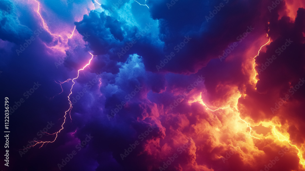 Fototapeta premium Lightning striking through the sky.