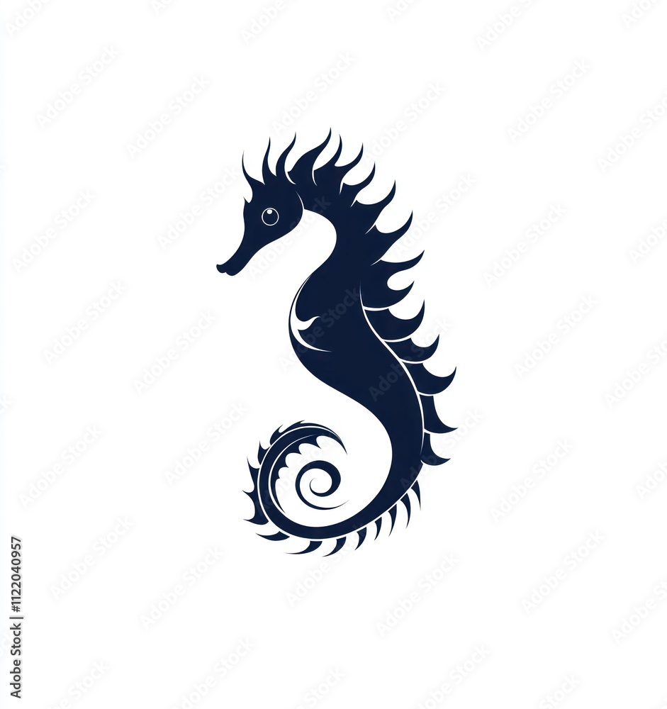 Naklejka premium Stylized seahorse silhouette illustration.