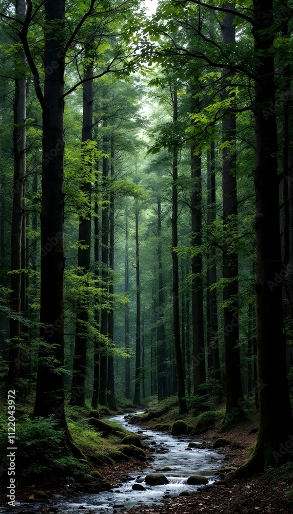 Fototapeta premium Peaceful Brook in Dense Woodland