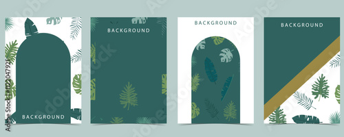 green frame collection of safari background set.Editable vector illustration for birthday invitation,postcard and sticker photo