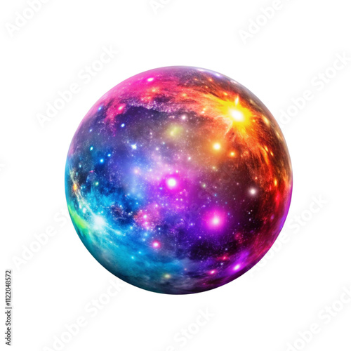 Vibrant cosmic sphere png isolated on white background