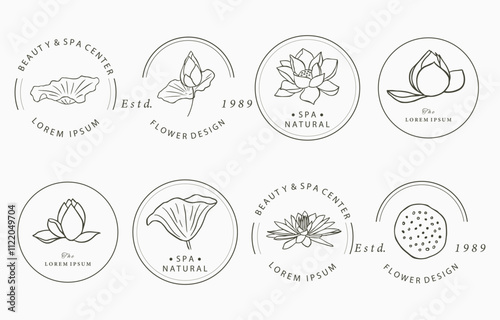 Black lotus flower outline.Vector illustration for icon,sticker,printable and tattoo