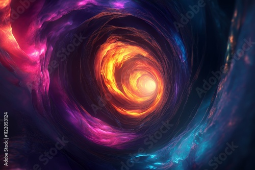 A swirling cosmic vortex of vibrant colors, creating a sense of depth and mystery.