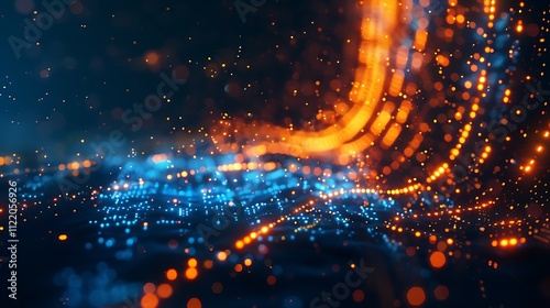 Abstract Digital Art:  A Symphony of Blue and Orange Lights