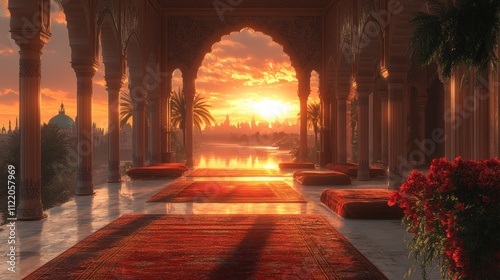 Sunset View from a Luxurious Palace in the Orient