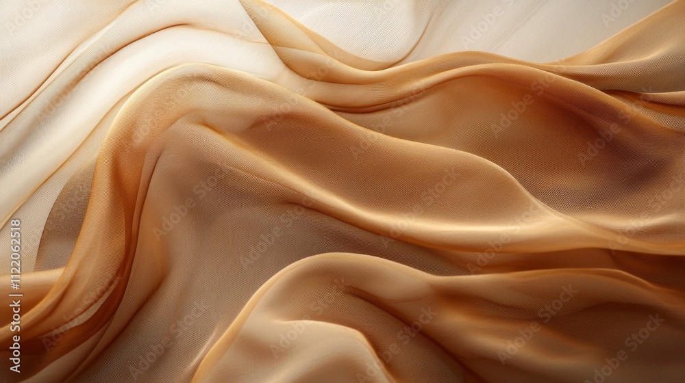Fototapeta premium Soft mocha hues create an elegant dance of fabric, showcasing smooth textures and gentle curves in a contemporary, abstract style