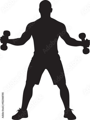 Muscle man and woman with dumbbells